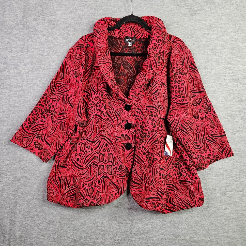 Vintage Jacket Andria Lieu Collection Sz 3X Animal Print Blazer Plus Sz USA NWT